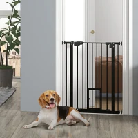 PawHut 36" Easy Open Indoor Dog Gates for Doorways, House, Stair - Black(m-8)