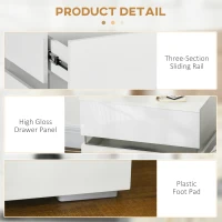 HOMCOM Modern Nightstand, Bedside Table with 2 Drawers, USB Powered RGB LED Lights, Remote for Bedroom, White(m-6)