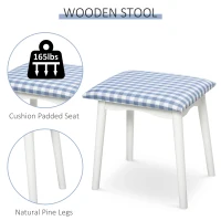 HOMCOM Makeup Vanity Table with Round Mirror and 2 Drawers, Dressing Table with Cushioned Stool Set for Bedroom (White)(m-5)