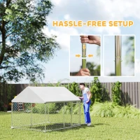 PawHut Outdoor Dog Kennel with Waterproof & Anti-UV Cover, Quick-Connect Frame, Secure Lock for Small Medium Dogs(m-7)