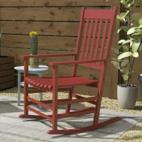 Outsunny Outdoor Rocking Chair Set of 2, Patio Rocking Chair with Smooth Curves, High Density Wooden Rockers for Lawn Garden Porch, Supports Up to 350lbs, Wine Red(m-7)