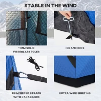 Outsunny 3-4 Person Insulated Ice Fishing Shelter, Pop up Ice Fishing Tent with Windows, Vents and Carry Bag, for Low-Temp -22℉(m-9)