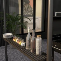 Outsunny 9' x 5' BBQ Grill Gazebo Tent, Garden Grill Canopy Outdoor Grill Shelter w/ Steel Frame and Serving Shelves, Dark Grey(m-9)