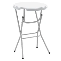 Outsunny 31.5" Bar Height Patio Table, Outdoor Bar Folding Table with HDPE Top, Locking Steel Legs for Party, Camping, White(m-11)