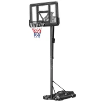 Soozier Portable Basketball Hoop System Stand Simple Lift Function from 8-10ft Adjustable for Youth Adults Indoor Outdoor Play(m-11)