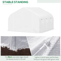 Outsunny 11.5' x 10' x 6.5' Outdoor Walk-in Greenhouse, Tunnel Green House with Roll-up Windows, Zippered Door, PE Cover, Heavy Duty Steel Frame, White(m-5)