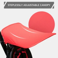 Qaba Kids Tricycle 4 In 1 Trike with Reversible Angle Adjustable Seat Removable Handle Canopy Handrail Belt Storage Footrest Brake Clutch for 1-5 Years Old Red(m-9)