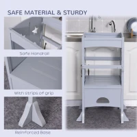 Qaba Step Stool with Safety Rail and Support Handles Kitchen Counter Step-up Helper(m-6)