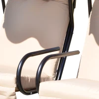 Outsunny Outdoor Garden Patio Covered Double Swing with Frame, Sand(m-9)