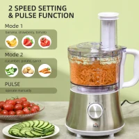 HOMCOM 2 in 1 Blender and Food Processor Combo for Chopping, Slicing, Shredding, Mincing and Pureeing for Vegetable, Meat and Nuts, 500W 5-Cup Bowl, 1.5L Blender Jug, 3 Blades and Adjustable Speed(m-4)