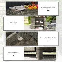 Outsunny Rattan Wicker Outdoor Storage Cabinet with 4 Shelves and 2 Doors for Garden Pool Towel Storage, Mixed Gray(m-7)