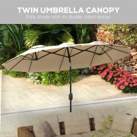 Outsunny 9.7' Double-sided Outdoor Patio Umbrella with Tilt, Crank and Vents, Brown(m-5)
