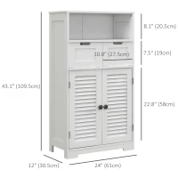 kleankin Bathroom Vanities with Louvred Doors, Medicine Cabinet, Bathroom Cupboard with Drawers and Open Shelf(m-3)