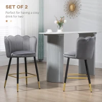 HOMCOM Bar Stools Set of 2 Modern Counter Height Bar Stools with Back, Footrest for Home Kitchen, 23.2"x20.5"x35.4", Grey(m-4)