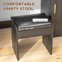 HOMCOM Illuminated Dressing Table Set, LED Vanity Table Set with Stool, LED Mirror, Drawer and Cabinet Shelves for Bedroom(m-7)