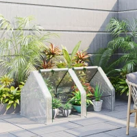 Outsunny 6' x 3' x 3' Portable Tunnel Greenhouse Outdoor Garden Mini with Large Zipper Doors & Water/UV PE Cover White(m-8)