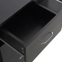 HOMCOM Computer Desk, 47" Writing Table with 3-Tier Shelves and 3 Reversible Drawers for Home Office, Bedroom, Black(m-9)