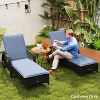 Outsunny Foldable Chaise Lounge Cushion Set of 2, Outdoor Lounge Chair Cushion Set, UPF50+ 200gsm Fabric, 76" x 23", Blue(m-8)
