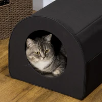 PawHut Dome Heated Cat House Portable and Waterproof Pet Shelter for Kitty in Winter, Black(m-7)