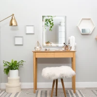 kleankin 32" x 24" LED Bathroom Mirror, Lighted Vanity Mirror, Wall Mounted with Smart Touch Button, Horizontally and Vertically, Waterproof, Plug-in, Silver(m-4)