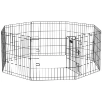 PawHut 24inch Foldable Metal Exercise Pet Playpen Yard Dog Puppy Kennel Cage 8 Panel(m-11)