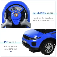 Aosom 2 In 1 Push Cars for Toddlers Kid Ride on Push Car Stroller Sliding Car with Horn Music Light Function Secure Bar Ride on Toy for Boy Girl 1-3 Years Old Blue(m-7)