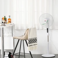 HOMCOM Standing Floor Fan with Remote Control, Stand Up Cooling Fan, Tall Pedestal Electric Fan for Home Bedroom, White(m-8)