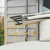 Outsunny Patio Furniture Set, Round Outdoor Daybed with Retractable Canopy, Hollow Wicker PE Rattan Sectional Sofa with Washable Couch Cushions for Pool, Lawn, Cream White(m-7)