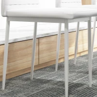 HOMCOM High Back Dining Chairs, Modern Upholstered PU Leather Accent Chairs with Metal Legs for Kitchen, Set of 6, White(m-10)