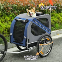 PawHut Dog Bike Trailer Pet Cart Bicycle Wagon Cargo Carrier Attachment Foldable for Travel, Blue and Grey(m-7)