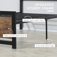 HOMCOM Single Bed Frame with Headboard & Footboard, Strong Metal Slat Support Bed Frame w/ Underbed Storage Space, No Box Spring Needed, 41.75'' x 76.75'' x 40.5''(m-4)