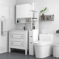 HOMCOM Tall Bathroom Storage Cabinet, Narrow Bathroom Cabinet with Drawers and Open Shelves for Small Spaces, White(m-8)