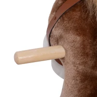 Qaba Kids Rocking Horse with Soft Plush Body, Wooden Base & Handle Grip for Years 3+(m-8)
