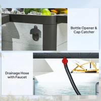 Outsunny 104 Quart Large Capacity Outdoor Cooler Cart, Patio Rolling Ice Chest with Bottle Opener Shelves Wheels, Gray(m-8)