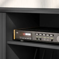 HOMCOM TV Stand with Storage for 55 Inch TV, Modern TV Cabinet with 2 Open Shelves and 2 Cabinets for Living Room, Black(m-10)