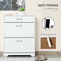 HOMCOM Narrow Shoe Storage with Drawer, 2 Flip Doors and Adjustable Shelves, Shoe Cabinet for 16 Pairs of Shoes, White(m-7)