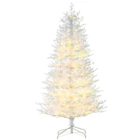 HOMCOM 6' Artificial Snow Christmas Tree with Rime Withered Branches, Warm White or Colourful LED Lights, Auto Open(m-11)