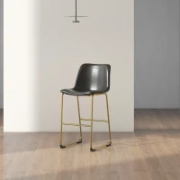 HOMCOM Bar Height Stools Set of 2, PU Leather Upholstered Stools for Kitchen Island, Modern Bar Chairs, Dark Grey(m-10)
