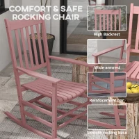 Outsunny Wooden Patio Rocking Chairs Set of 2, Outdoor Rocker Chairs with Wide Armrests, High Back for Garden, Balcony, Natural(m-5)