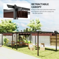 Outsunny 13' x 13' Aluminum Retractable Pergola Canopy, Outdoor Pergola for Garden, Patio, Backyard, Deck, Brown(m-4)