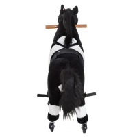 Qaba Kids Rocking Toy Ride on Horse Walking Pony Plush Neigh Sound w/ Wheel, Black(m-7)