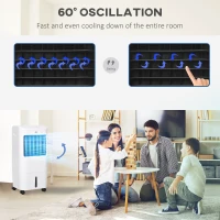 HOMCOM Cooling Fan for Bedroom with Ice Pack, Tower Fan with Remote Control, 3 Modes, 3 Speeds, 7.5H Timer, White(m-7)