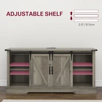 HOMCOM Sideboard with Charging Station, Farmhouse Coffee Bar Cabinet with Sliding Barn Door, TV Stand for TVs Up to 65", Gray(m-8)