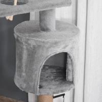 PawHut Cat Tree, 47 Inches Multi-Level Cat Tower with Scratching Post, Hammock, Cat Condo, Perch, Toy Ball, Tall Cat Tree for Indoor Cat, Grey(m-10)