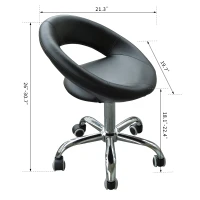 HOMCOM Modern Hydraulic Moon Salon Stool Rolling Swivel Chair Massage Spa Tattoo Pub Bar Stool, Black and Chrome(m-3)