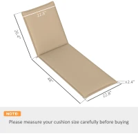 Outsunny Foldable Chaise Lounge Cushion Set of 2, Outdoor Lounge Chair Cushion Set, UPF50+ 200gsm Fabric, 76" x 23", Beige(m-3)