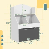 Qaba 3 Tier Bookcase with Drawer for Playroom, Nursery, Bedroom, Classroom, White(m-3)