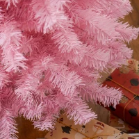 HOMCOM 5FT Pencil Christmas Tree, Artificial Christmas Tree with Automatic Open for Home Party, Pink(m-9)