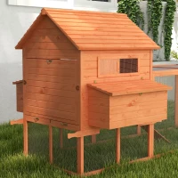 PawHut 145" Chicken Coop Large Chicken House Rabbit Hutch Wooden Poultry Cage Pen Garden & Backyard with Run & Inner Hen House Space(m-8)