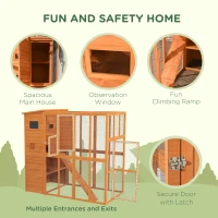 PawHut Wooden Outdoor Catio with Platforms, Asphalt Roof, Ramps, Natural(m-7)